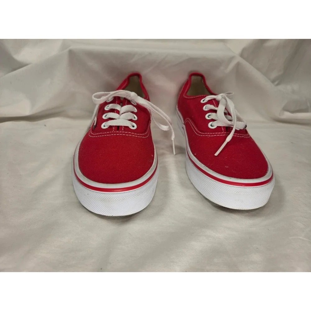 Authentic Original Red White VANS LowTop Canvas Shoe Men 5 Women 6.5 UK 4 EUC